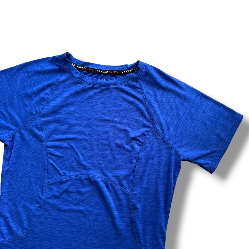 Spyder Active Women S Royal Blue SpaceDye ShortSleeve Zip Pocket Performance Tee